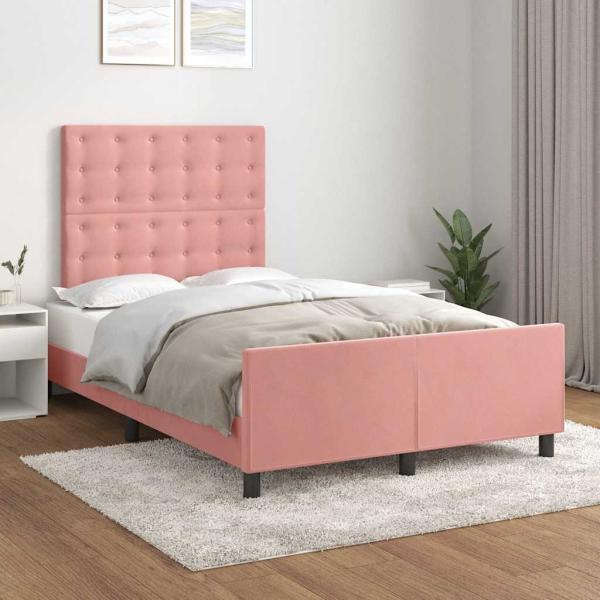 ARDEBO.de - Bettgestell ohne Matratze Rosa 120x190 cm Samt