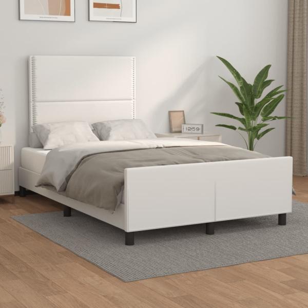 ARDEBO.de - Bettgestell ohne Matratze Weiß 120x190 cm Kunstleder