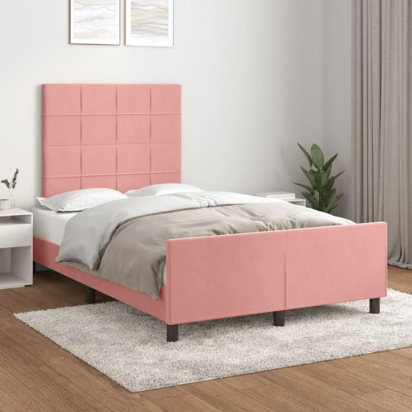 ARDEBO.de - Bettgestell ohne Matratze Rosa 120x190 cm Samt