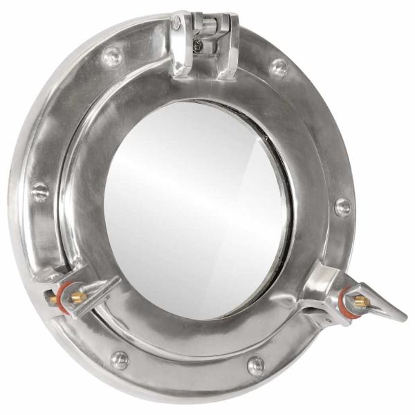 ARDEBO.de - Bullaugen-Spiegel Wandmontage Ø23 cm Aluminium und Glas