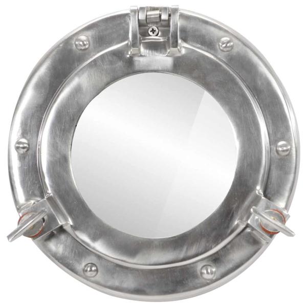 Bullaugen-Spiegel Wandmontage Ø23 cm Aluminium und Glas