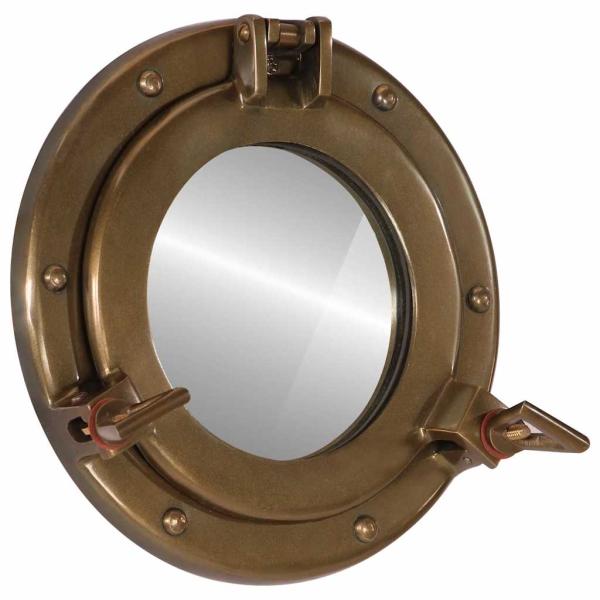 ARDEBO.de - Bullaugen-Spiegel Wandmontage Ø23 cm Aluminium und Glas