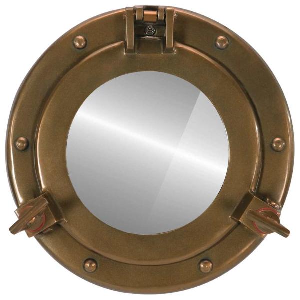 Bullaugen-Spiegel Wandmontage Ø23 cm Aluminium und Glas