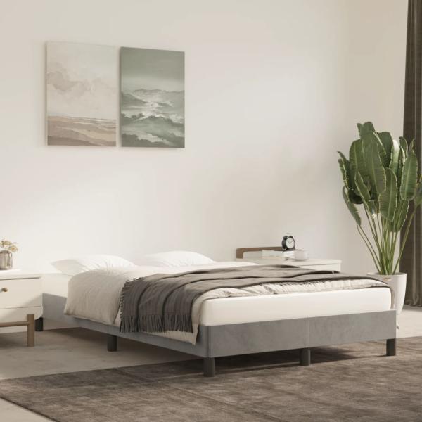 ARDEBO.de - Bettgestell ohne Matratze Hellgrau 120x190 cm Samt