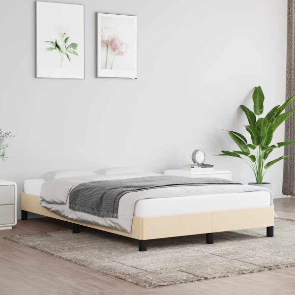 ARDEBO.de - Bettgestell ohne Matratze Creme 120x190 cm Stoff