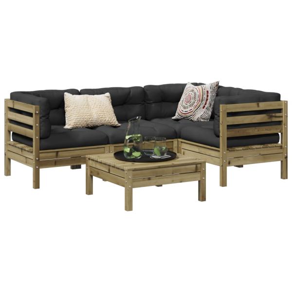 ARDEBO.de - 5-tlg. Garten-Sofagarnitur mit Kissen Kiefernholz Imprägniert