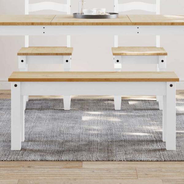 ARDEBO.de - Essbank PANAMA Weiß 105x30x45 cm Massivholz Kiefer