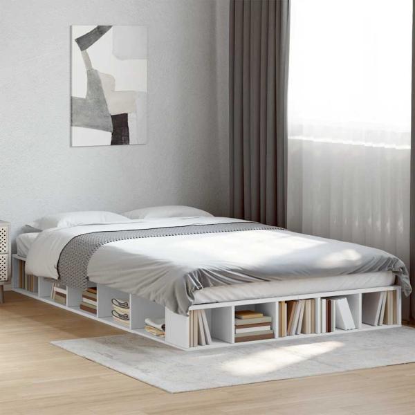 ARDEBO.de - Bettgestell Weiß 135x190 cm Holzwerkstoff