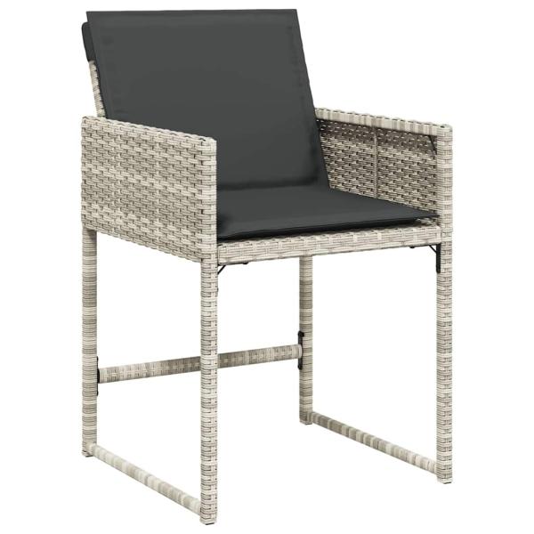 9-tlg. Garten-Essgruppe mit Kissen Hellgrau Poly Rattan