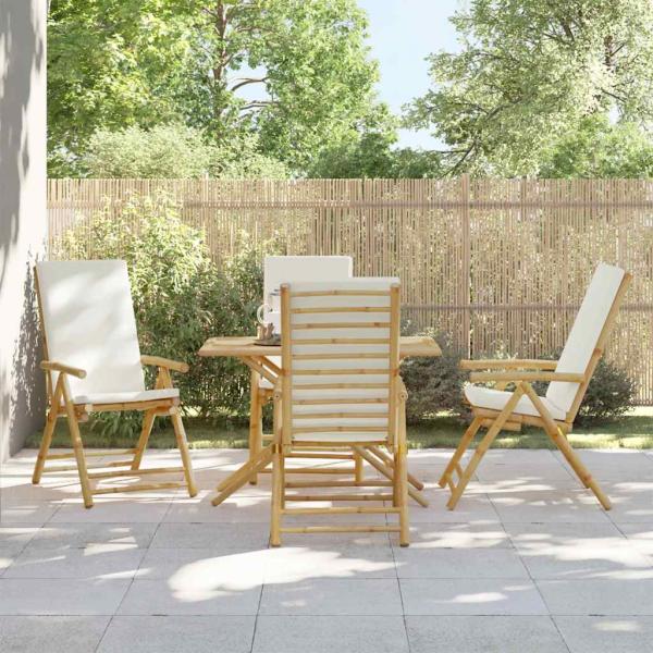 ARDEBO.de - Gartenstühle 4 Stk. Verstellbar Klappbar mit Kissen Bambus