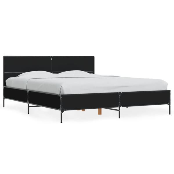 Bettgestell Schwarz 150x200 cm Holzwerkstoff und Metall