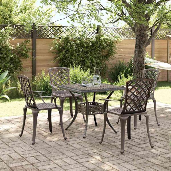 ARDEBO.de - 5-tlg. Garten-Essgruppe Bronzen Aluminiumguss