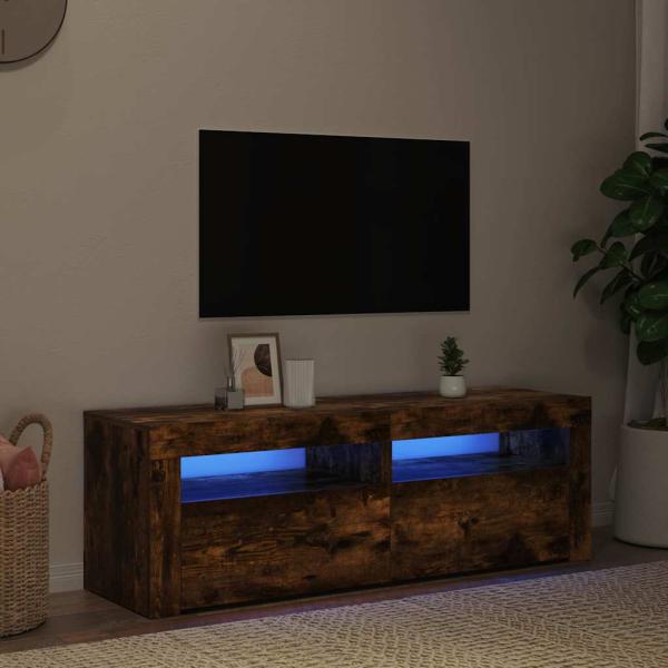 TV-Schrank mit LED-Leuchten Räuchereiche 120x35x40 cm