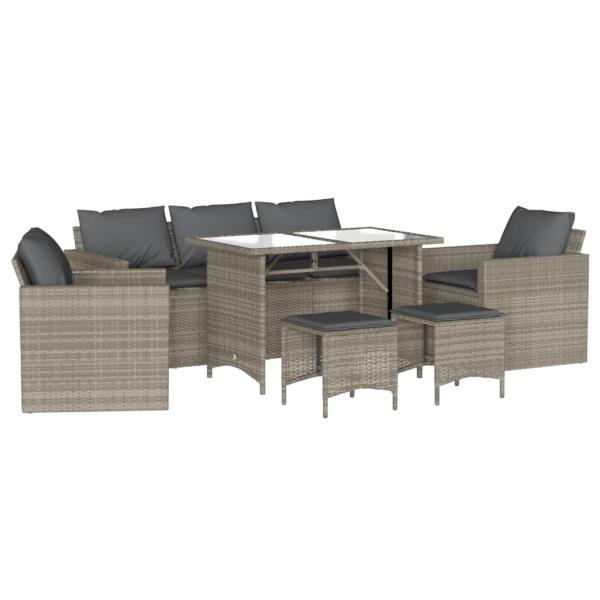 6-tlg. Garten-Sofagarnitur mit Kissen Hellgrau Poly Rattan