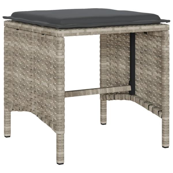 6-tlg. Garten-Sofagarnitur mit Kissen Hellgrau Poly Rattan