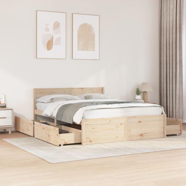ARDEBO.de - Massivholzbett ohne Matratze 140x200 cm Kiefernholz