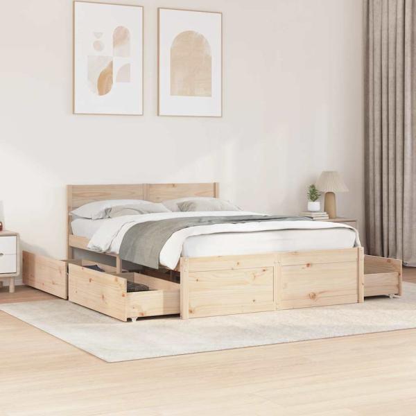 ARDEBO.de - Massivholzbett ohne Matratze 135x190 cm Kiefernholz