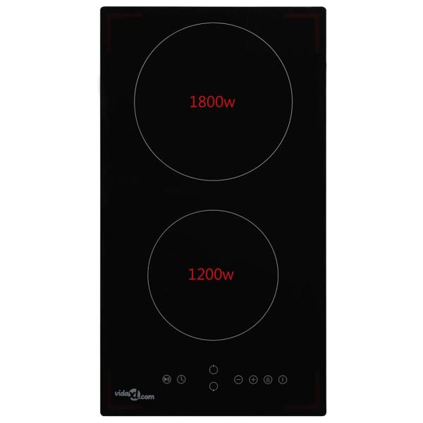 Glaskeramik-Kochfeld mit 2 Platten Touch Control 3000 W
