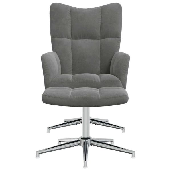 Relaxsessel mit Hocker Dunkelgrau Samt