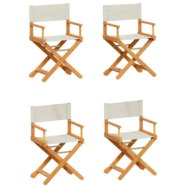 4-teiliges Klappstuhl-Set, cremeweißer Stoff