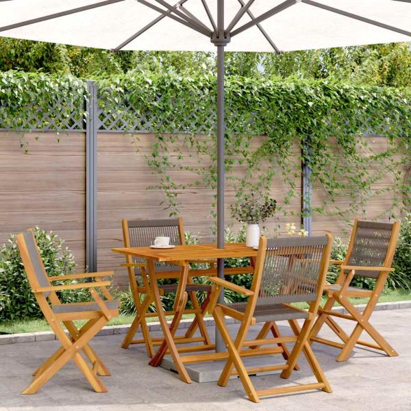 ARDEBO.de - 5-tlg. Garten-Essgruppe Polypropylen und Massivholz Grau