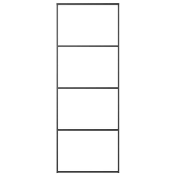 Schiebetür Aluminium und ESG Glas 76x205 cm Schwarz