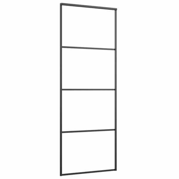 Schiebetür Aluminium und ESG Glas 76x205 cm Schwarz