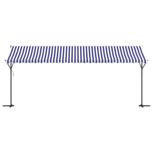 Freistehende Markise Blau und Weiß 600x300 cm Stoff und Stahl