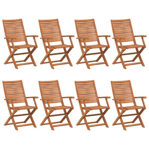 ARDEBO.de - Klappstühle, 8 Stück, 57 x 66 x 95 cm, Massivholz Akazie