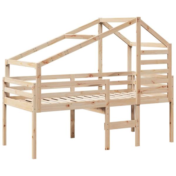 Hochbett mit Dach 75x190 cm Massivholz Kiefer