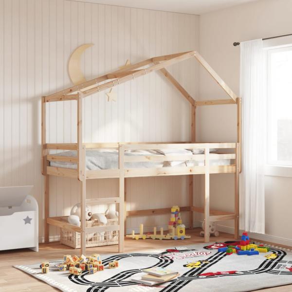 ARDEBO.de - Hochbett mit Leiter und Dach 80x200 cm Massivholz Kiefer