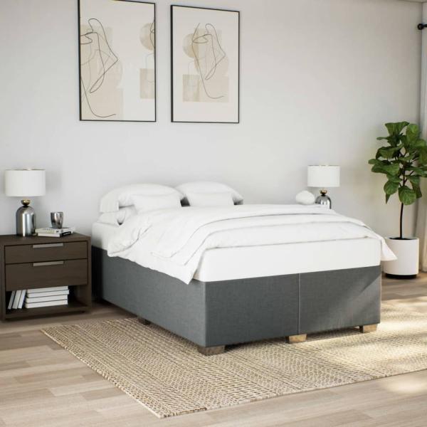 ARDEBO.de - Bettgestell ohne Matratze Dunkelgrau 140x200 cm Stoff