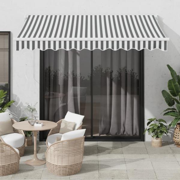 ARDEBO.de - Markise Einziehbar Anthrazit und Weiß 3x2,5 m Stoff & Aluminium