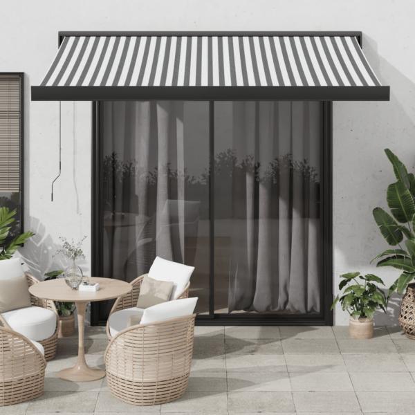 ARDEBO.de - Markise Einziehbar Anthrazit & Weiß 3,5x2,5 m Stoff & Aluminium