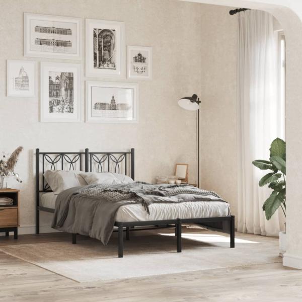 ARDEBO.de - Bettgestell mit Kopfteil Metall Schwarz 120x190 cm