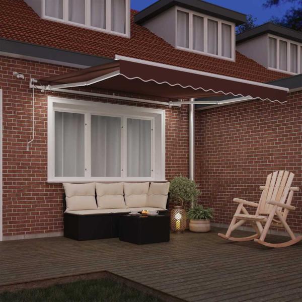 Markise Automatisch mit LED Braun 300x250 cm