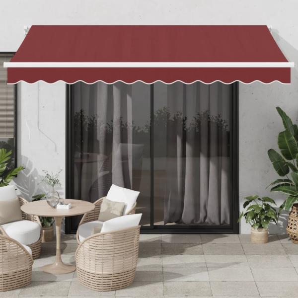 ARDEBO.de - Markise Automatisch mit LED Weinrot 350x250 cm