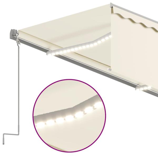 Markise Automatisch mit Rollo LED Windsensor 3x2,5 m Creme