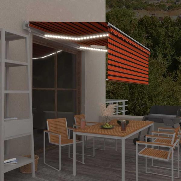 ARDEBO.de - Markise Automatisch mit Rollo LED Windsensor 3,5x2,5 m