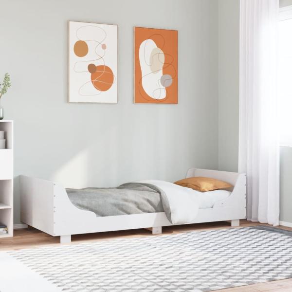 ARDEBO.de - Massivholzbett ohne Matratze Weiß 90x200 cm Kiefernholz