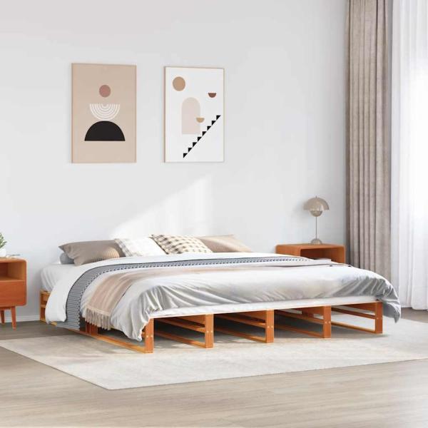 ARDEBO.de - Massivholzbett ohne Matratze Wachsbraun 180x200 Kiefernholz