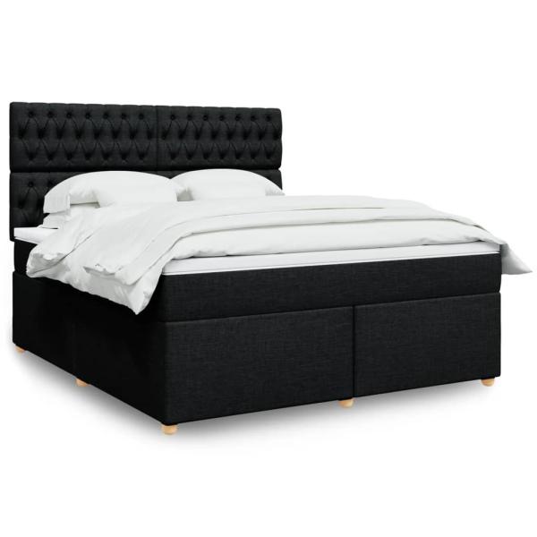 ARDEBO.de - Boxspringbett mit Matratze Schwarz 180x200 cm Stoff