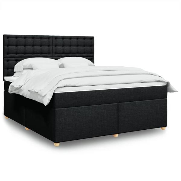 ARDEBO.de - Boxspringbett mit Matratze Schwarz 180x200 cm Stoff