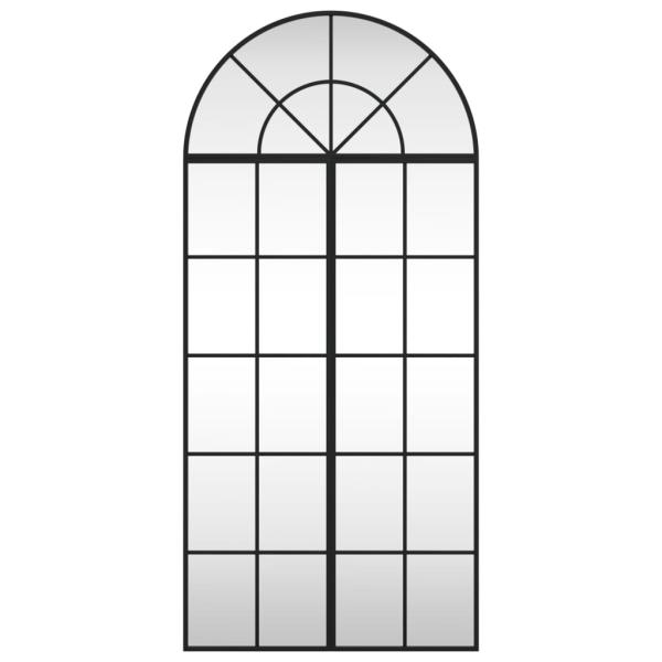 Wandspiegel Schwarz 60x130 cm Gewölbt Eisen