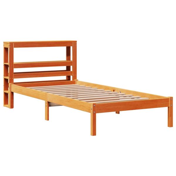 Bettgestell mit Kopfteil ohne Matratze Wachsbraun 75x190 cm
