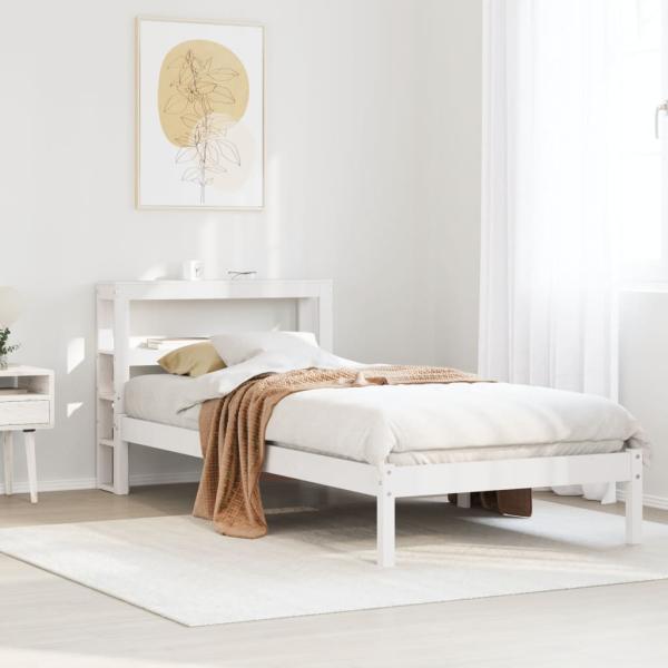 ARDEBO.de - Massivholzbett ohne Matratze Weiß 75x190 cm Kiefernholz
