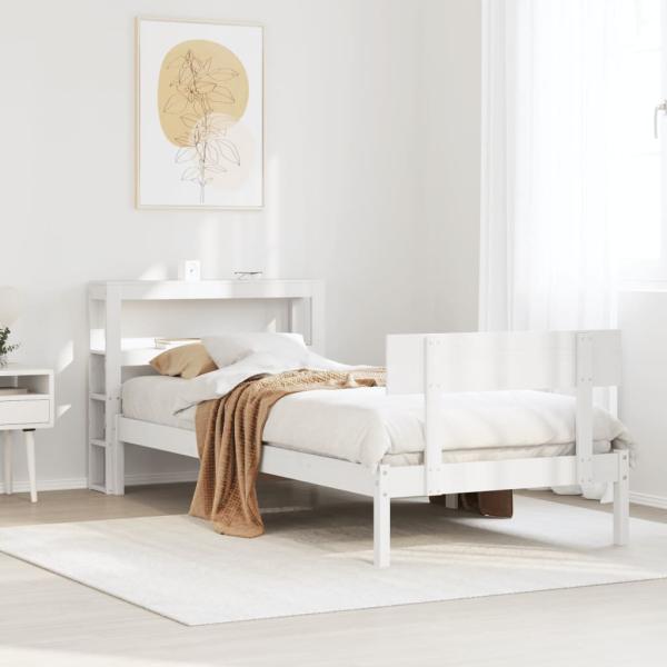 ARDEBO.de - Massivholzbett ohne Matratze Weiß 75x190 cm Kiefernholz