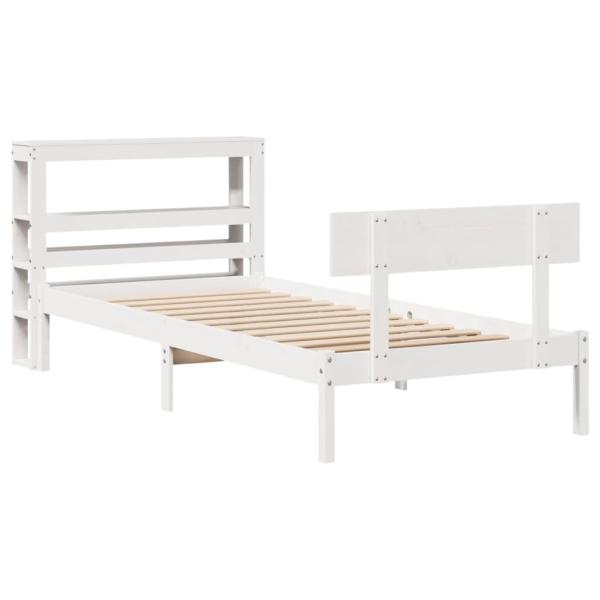 Massivholzbett ohne Matratze Weiß 75x190 cm Kiefernholz