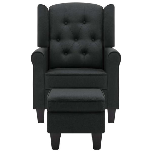 Sessel mit Fu?hocker Dunkelgrau Stoff