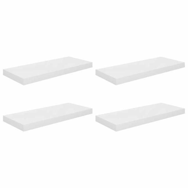 Schweberegale 4 Stk. Hochglanz-Wei? 60x23,5x3,8 cm MDF